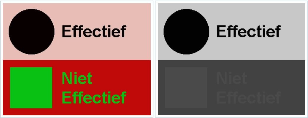 Contrasterende kleuren zijn effectiever. Contrasterende kleuren zijn effectiever.