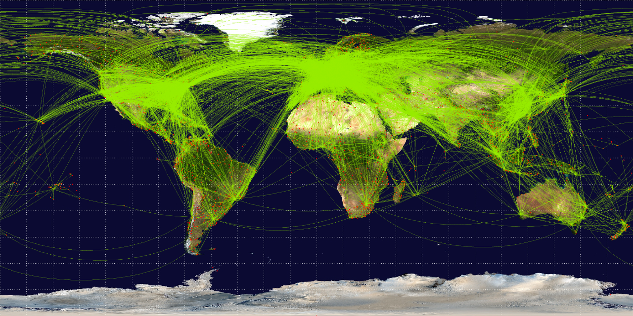 Vliegbewegingen over de hele wereld Vliegbewegingen wereldwijd