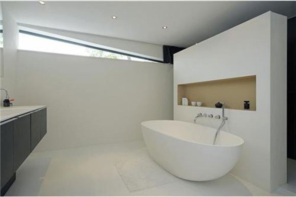 Moderne badkamer in een woonboot Moderne badkamer in een woonboot