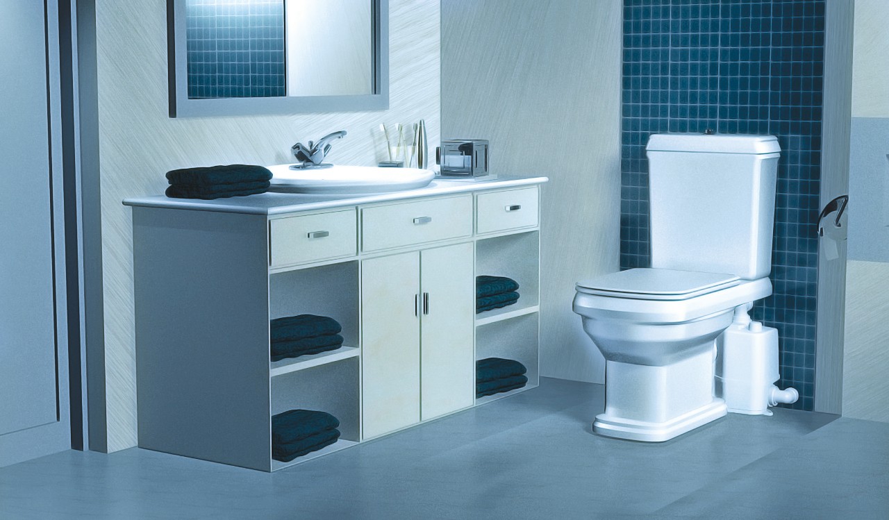 Flexibele plaatsing toilet, badkamer of keuken met de Grundfos SOLOLIFT2 Flexibele plaatsing toilet, badkamer of keuken met de Grundfos SOLOLIFT2
